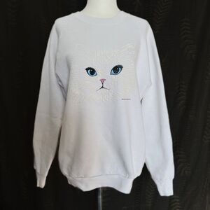 Vintage White Cat Sweatshirt